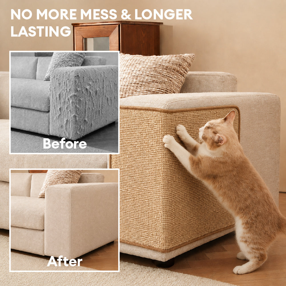 Faux Sisal Cat Scratcher Mat Sofa Protector with Velcro Tape