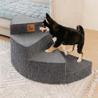 Cozy Corduroy Joint-Friendly Removable Spiral Dog Stairs for Bed-CreamyStep