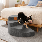Cozy Corduroy Joint-Friendly Removable Spiral Dog Stairs for Bed-CreamyStep