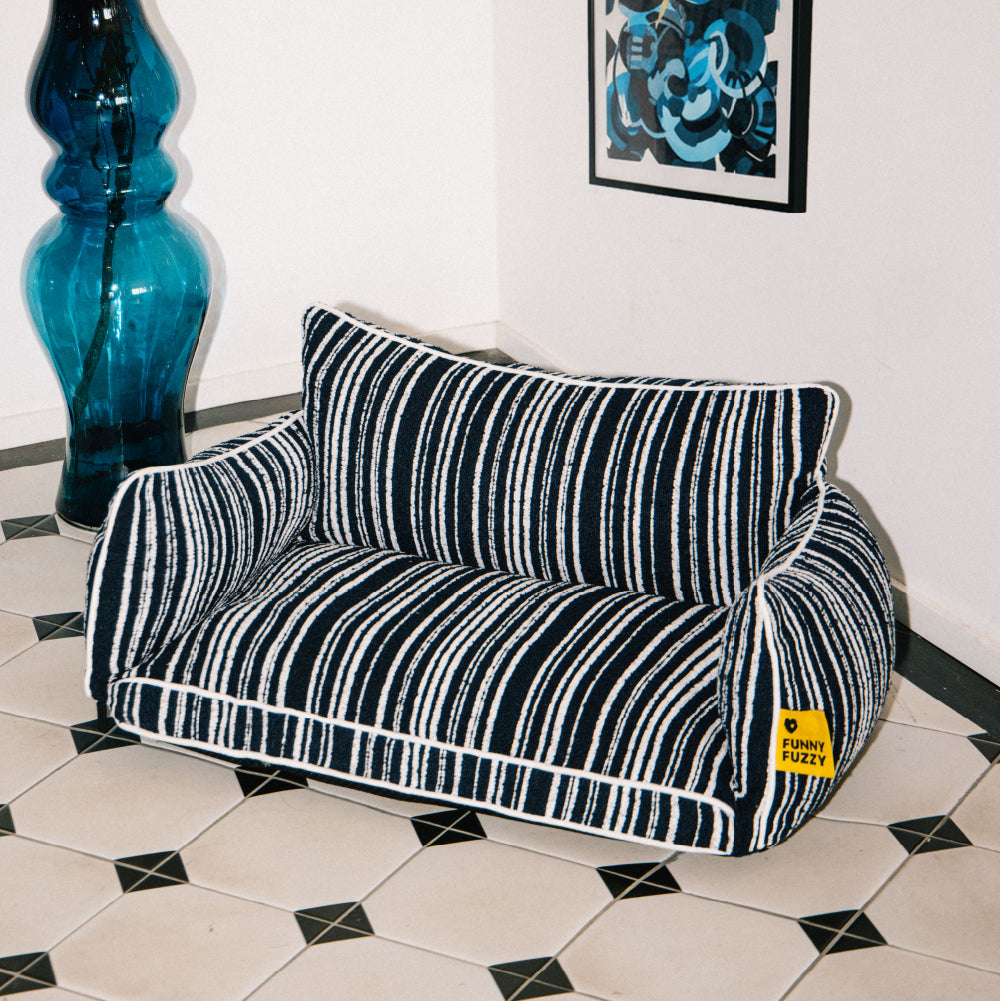 SnugNest Textured Stripe Dog Sofa Bed