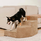 Cozy Corduroy Joint-Friendly Removable Spiral Dog Stairs for Bed-CreamyStep