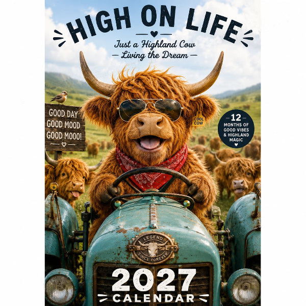 🔥LAST DAY SALE ONLY ￡6.99!!📅🐂2027 Funny Highland Cow Wall Calendar | A4 Hanging Calendar | Designed by Isabel Kline