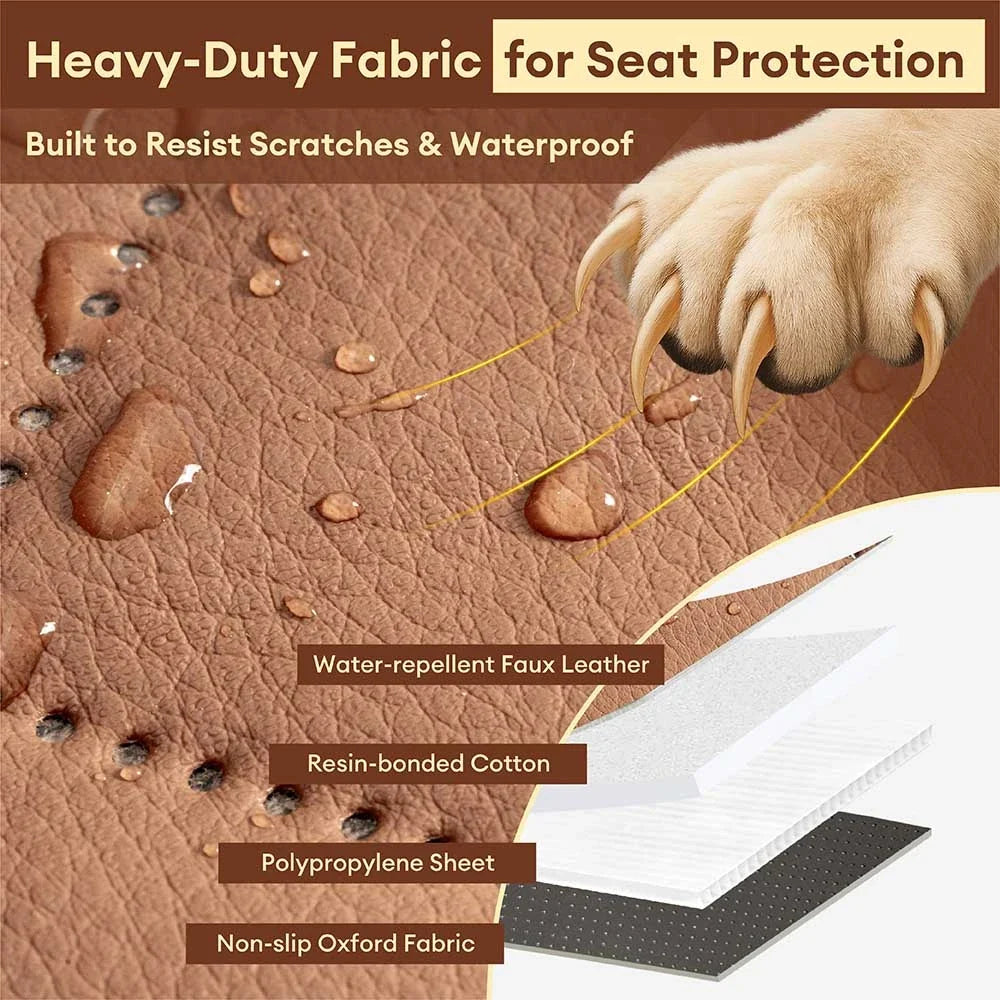 Premium Faux Leather Dog Car Seat Cover Waterproof Dog Hammock for Car - RideProtector