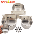 Kings Cages Stainless Steel "D" Cups 8-10-20 Ounce Treat-Seed-Water Feeders