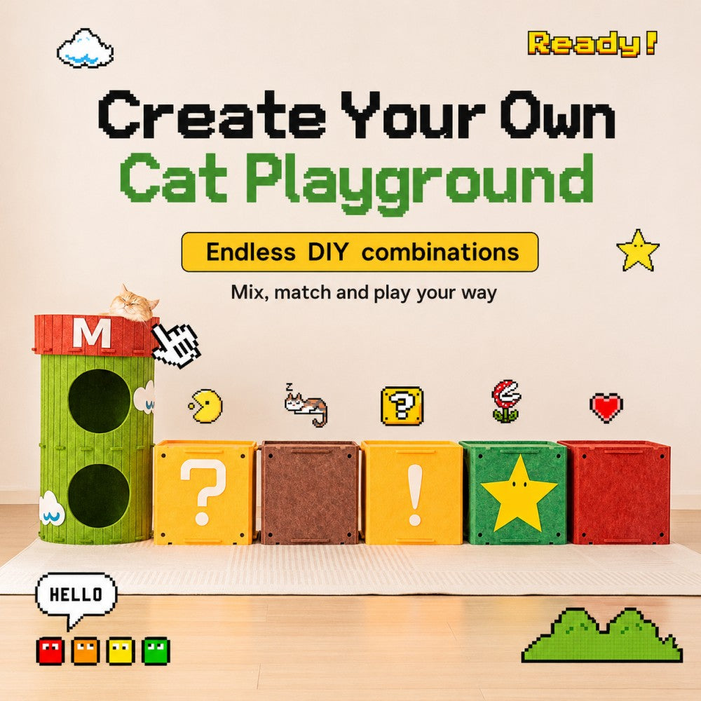 Creative Mario Block Cat Bed Semi-Enclosed Indoor House