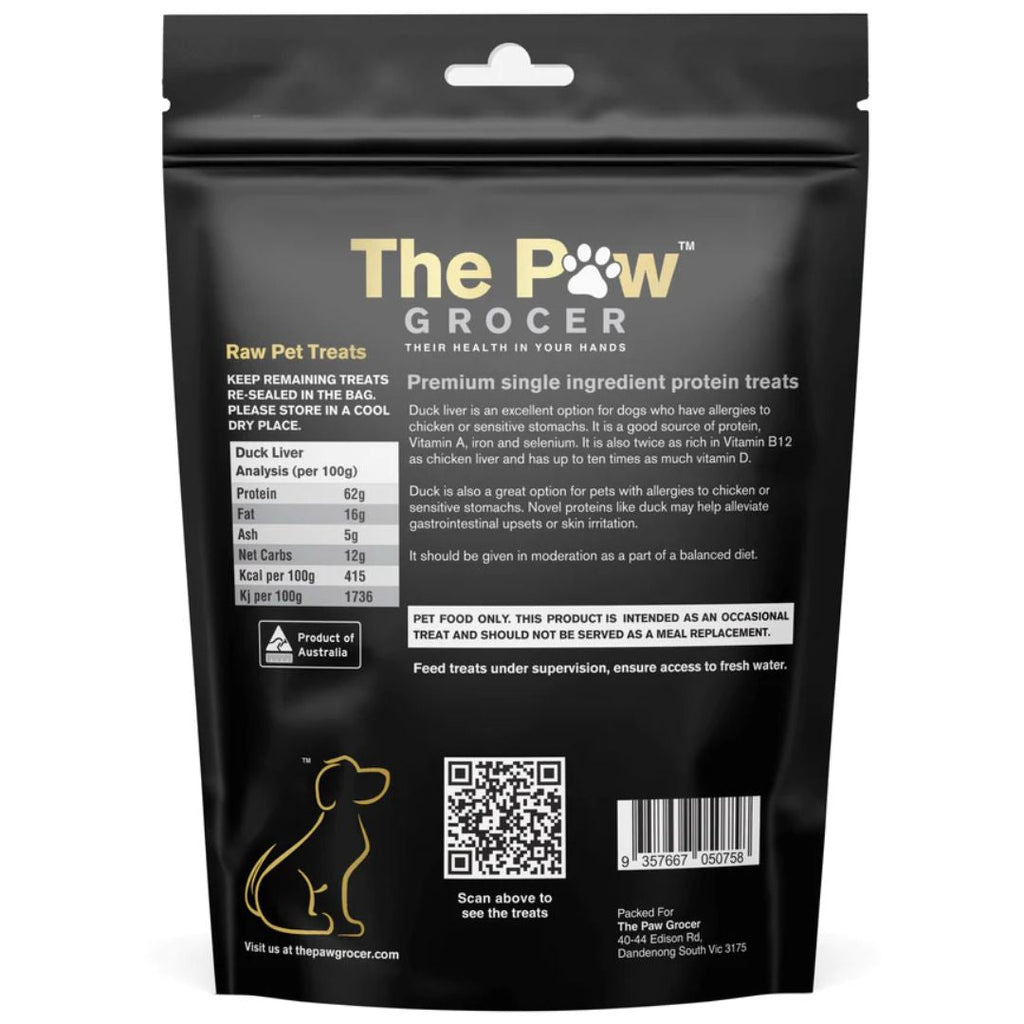 The Paw Grocer Freeze Dried Dog Treats Black Label Duck Liver