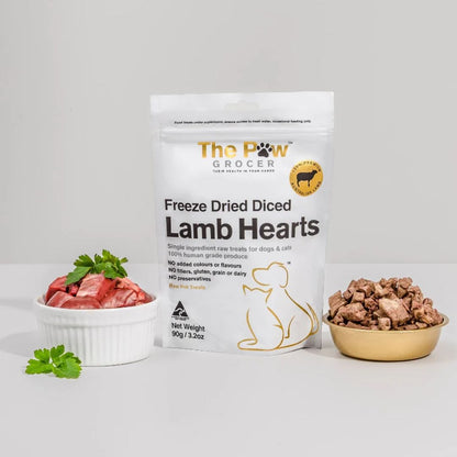 The Paw Grocer Freeze Dried Diced Dogs & Cats Treats Lamb Hearts
