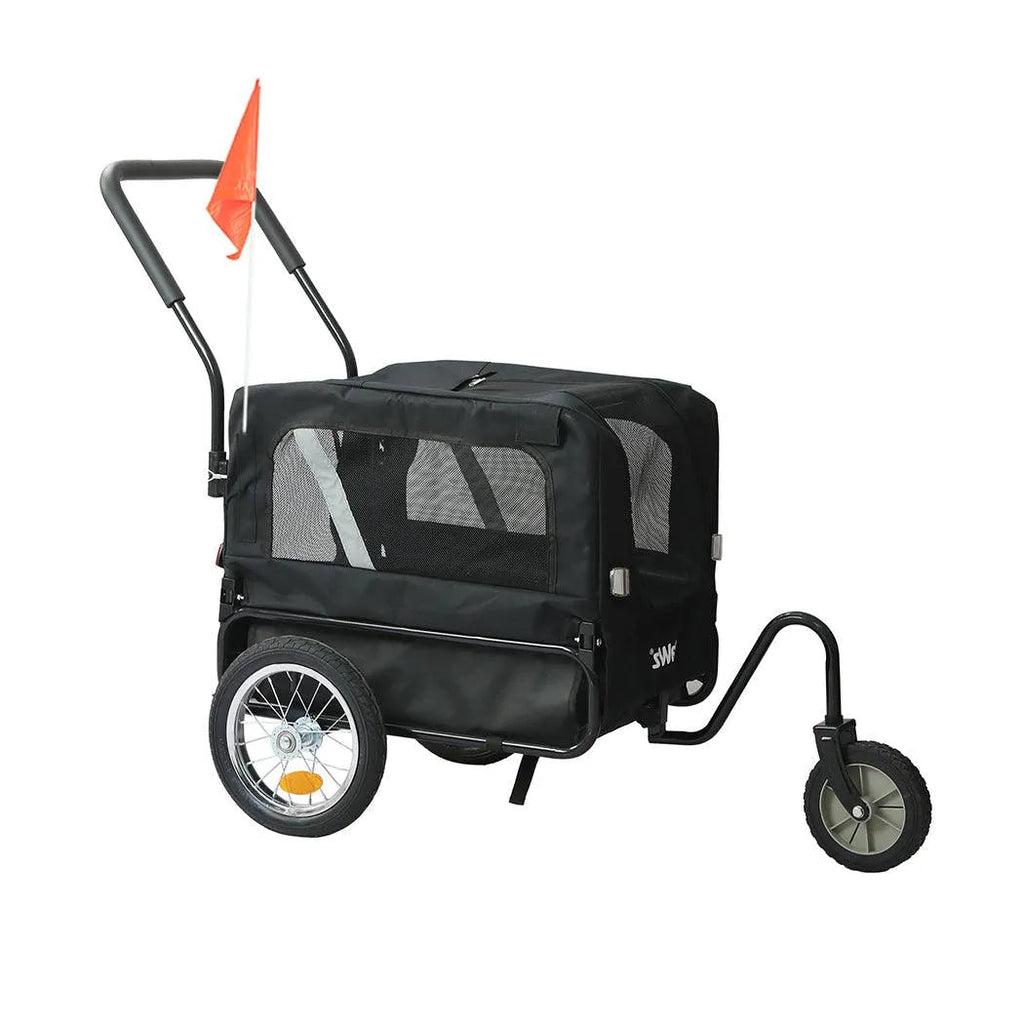 Pet Stroller Bike Trailer Stroller Foldable Pet Trailer 2-IN-1 Outdoor With Sunroof