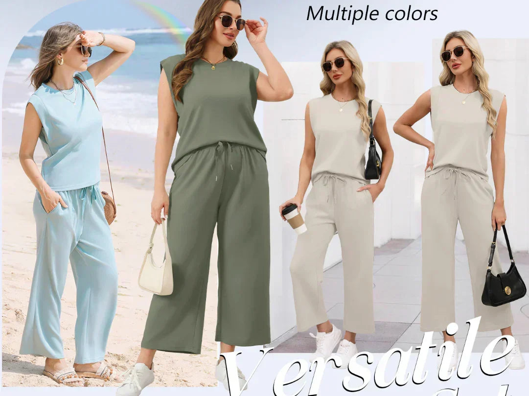💕2026 Hot Sale  60% OFF🔥New Women's  Sleeveless Top & Wide-Leg Pants 2-Piece Set