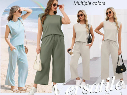 💕2026 Hot Sale  60% OFF🔥New Women's  Sleeveless Top & Wide-Leg Pants 2-Piece Set