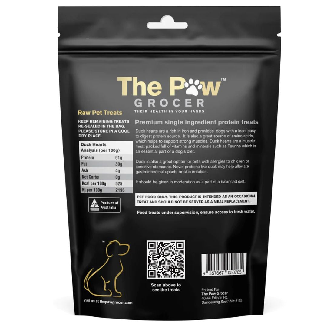 The Paw Grocer Freeze Dried Dog Treats Black Label Duck Heart