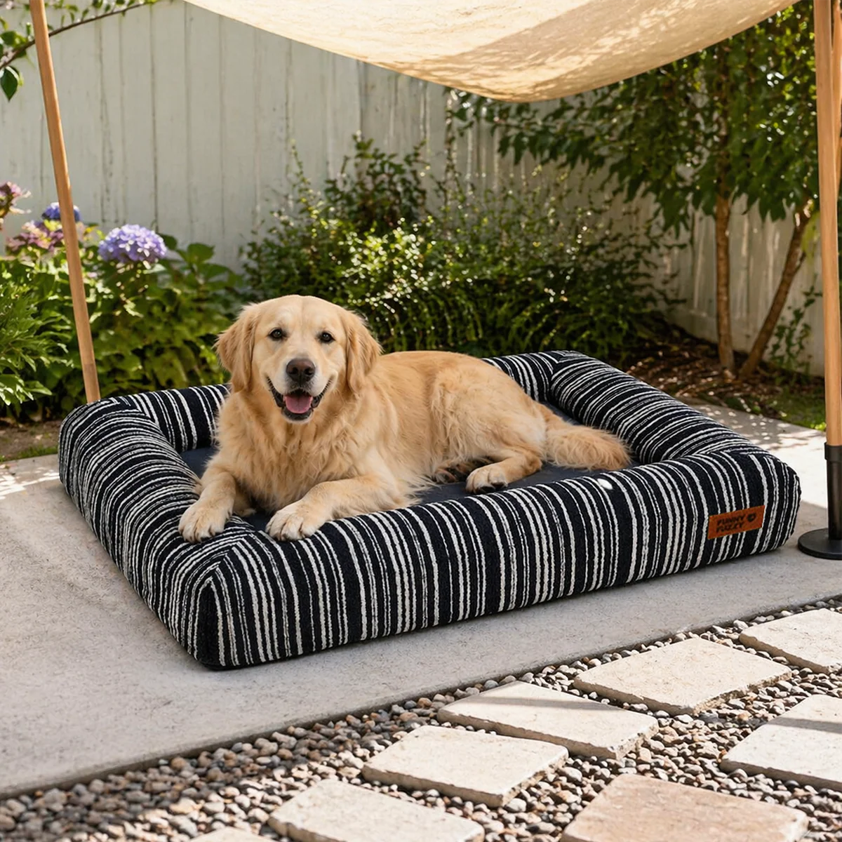 SnugNest Textured Stripe Orthopedic Dog Bed