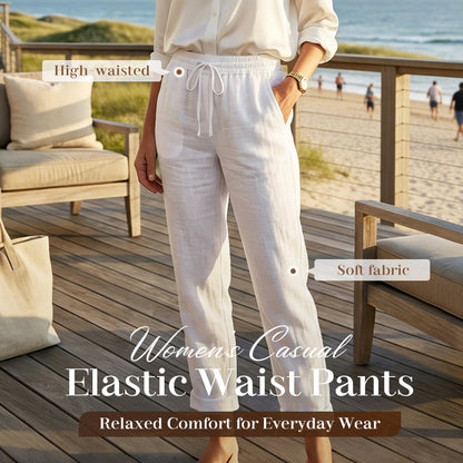 🌸Last Day Sale 70% OFF!!🌸Women's  Elastic Waist Cotton Linen Casual Pants
