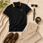 ⚡12 Pack for $38⚡- Men's Contrast Trim Monogram Short Sleeve Polo Shirt