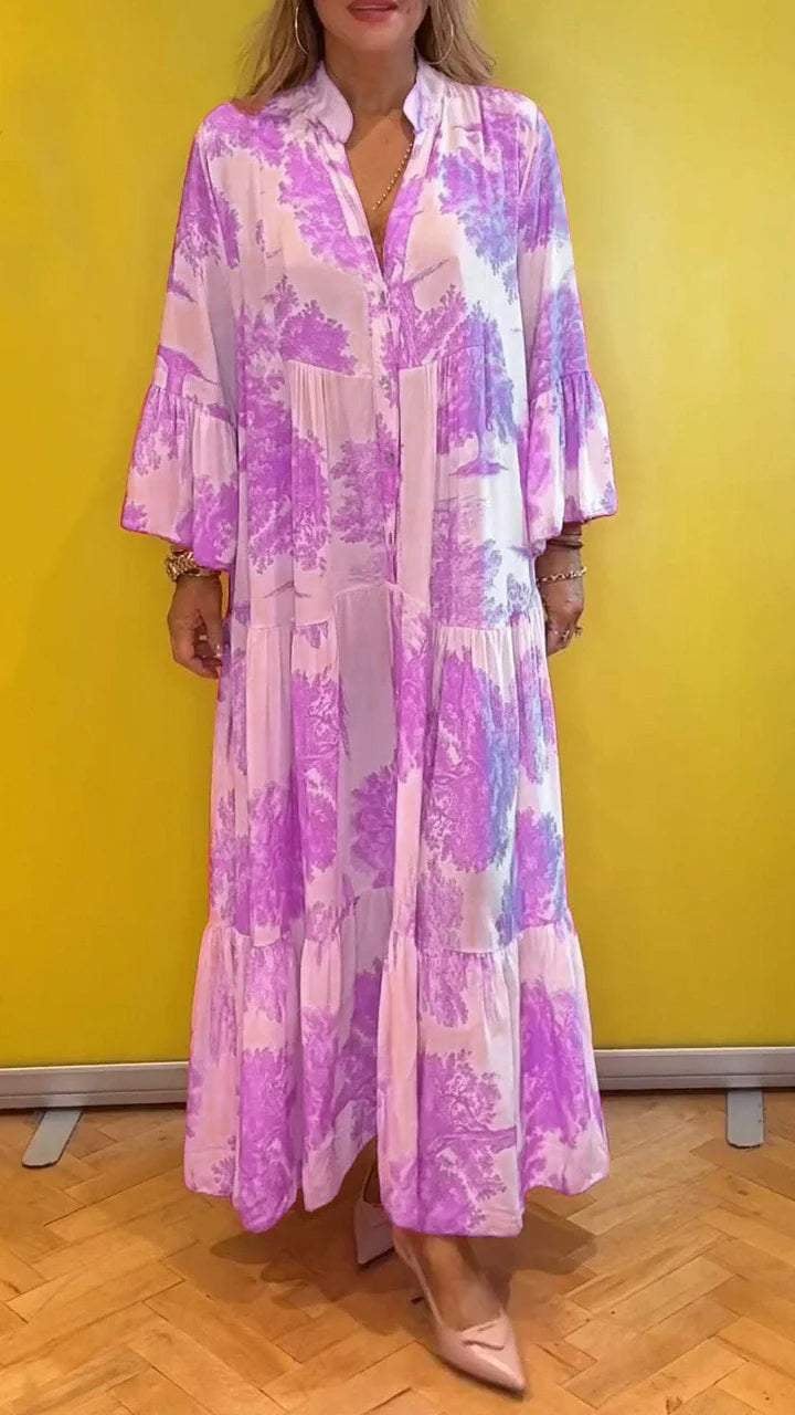🔥BUY 2 GET 10% OFF💃Women Summer V-neck Forest Pattern Maxi Dress👗