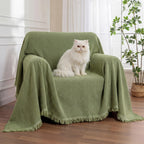 Chenille Blanket Herringbone Tassel Armchair Cover