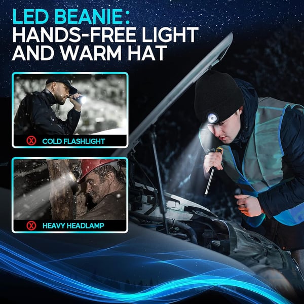 🎅CHRISTMAS GIFT 49% OFF-🎁LED Knitted Winter Beanie Hat