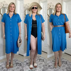 ✨BUY 2 FREE SHIPPING✨Women's Short Sleeve Button-Up Shirt Dress