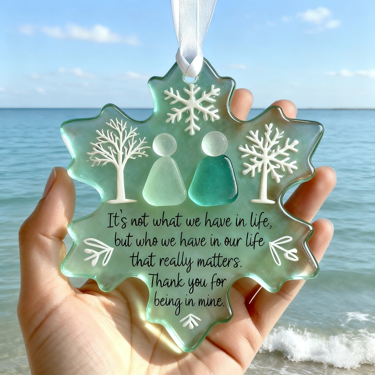 🌊Snowflake-Shaped Sea Glass Friendship Decor💝Shaped by Nature & Crafted by Hand!