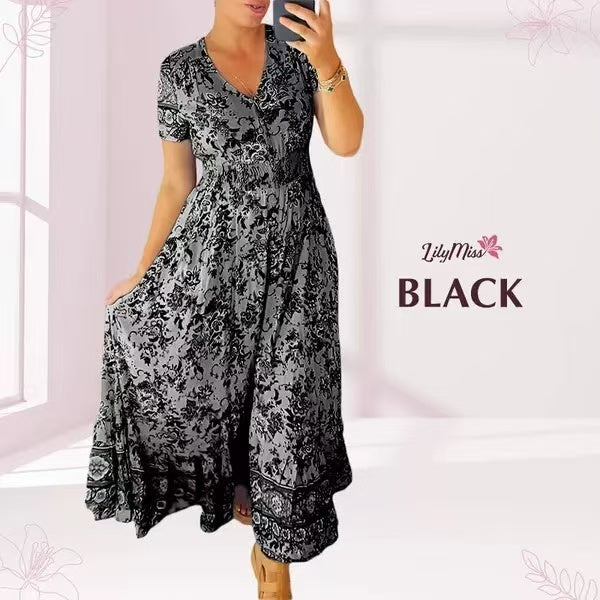 💥Lastday! Hurry up！！💥💃Hot Sale 49% OFF🔥 - Floral Print V-neck Dress