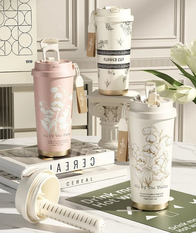 🔥Gift Idea 49% OFF Hot Sale🔥Lily of the Valley Stainless Steel / Ceramic Liner Insulation Cup
