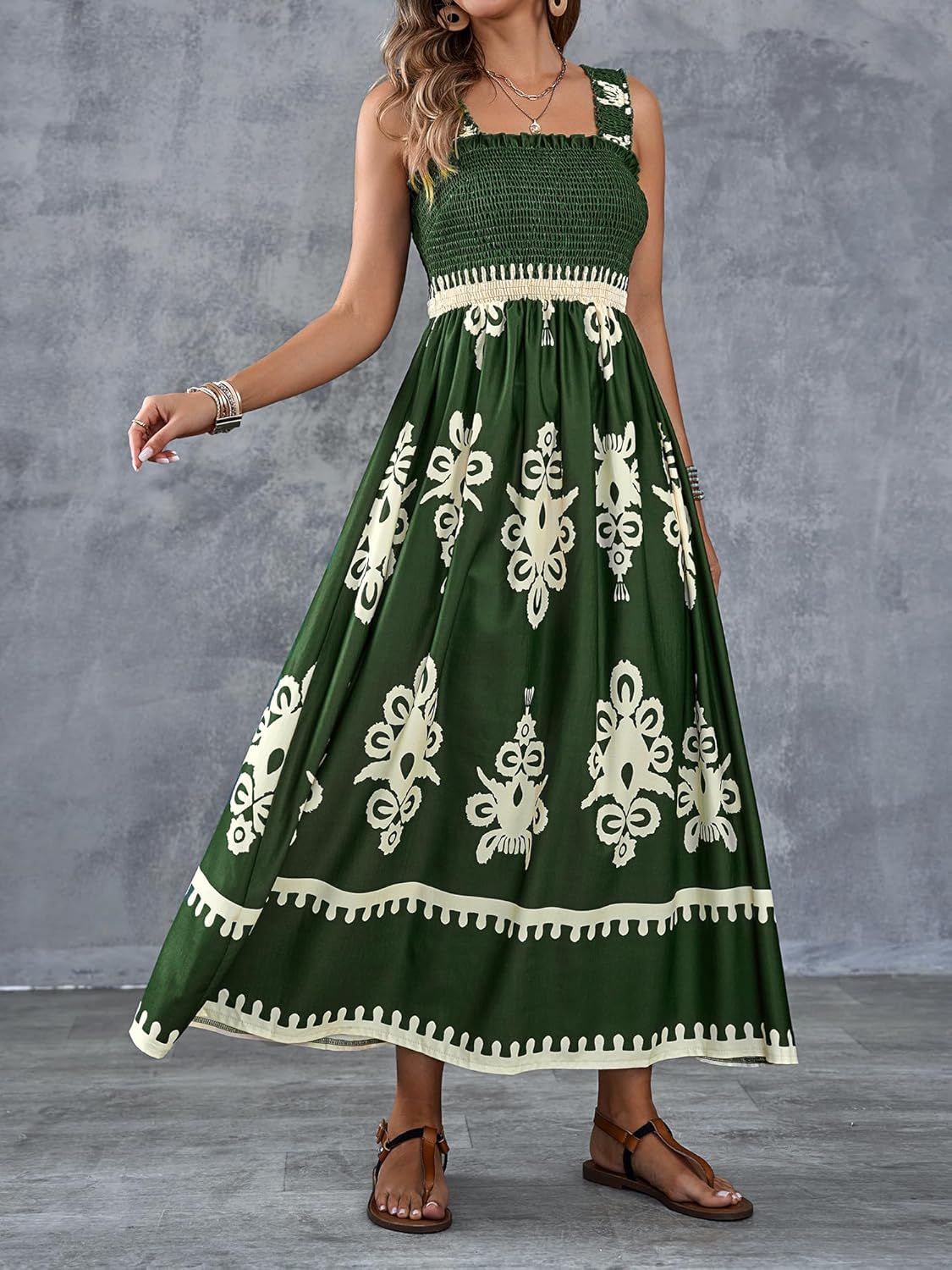 🔥🔥LAST DAY SALE 49% OFF🏖️Women’s Summer Print Sleeveless Flowy Long Dress
