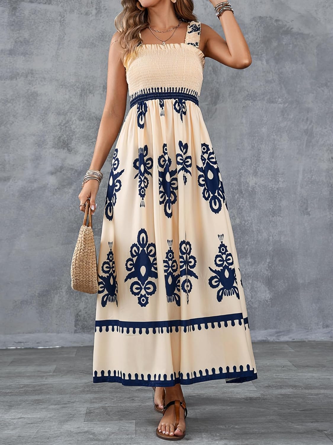 🔥🔥LAST DAY SALE 49% OFF🏖️Women’s Summer Print Sleeveless Flowy Long Dress