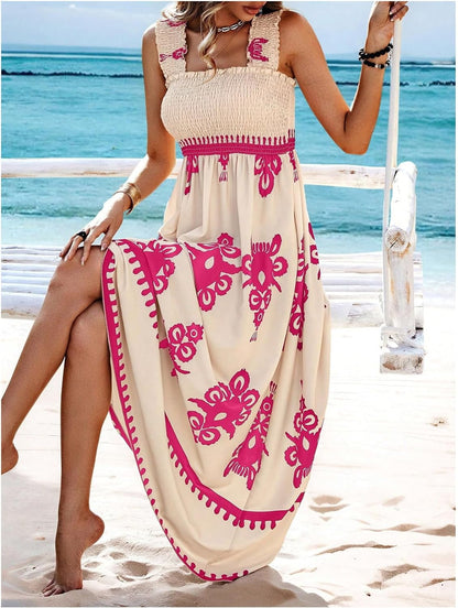 🔥🔥LAST DAY SALE 49% OFF🏖️Women’s Summer Print Sleeveless Flowy Long Dress