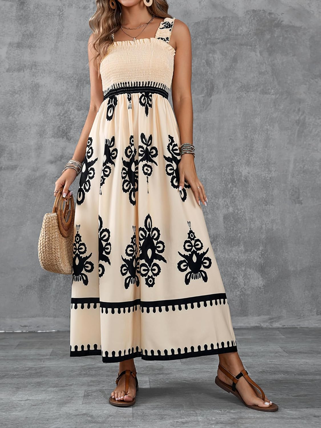 🔥🔥LAST DAY SALE 49% OFF🏖️Women’s Summer Print Sleeveless Flowy Long Dress