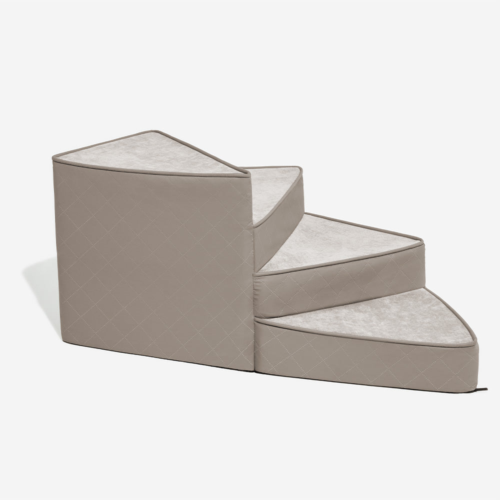 Luxe Water-repellent Faux Leather Removable Spiral Dog Stairs for Bed - StepEase