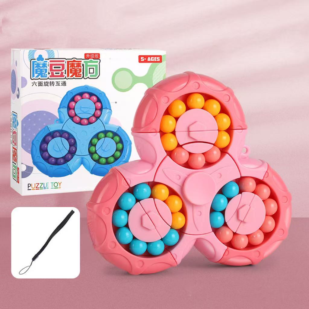 💥Extremely popular toy💥Fidget Spinner + Six-Sided Rotating Cube 2-in-1, Magic Bean Fun Educational Toy