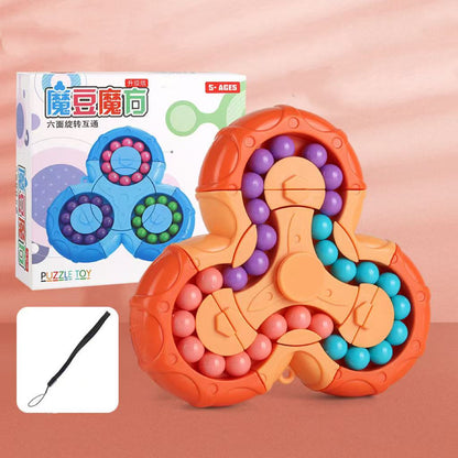💥Extremely popular toy💥Fidget Spinner + Six-Sided Rotating Cube 2-in-1, Magic Bean Fun Educational Toy