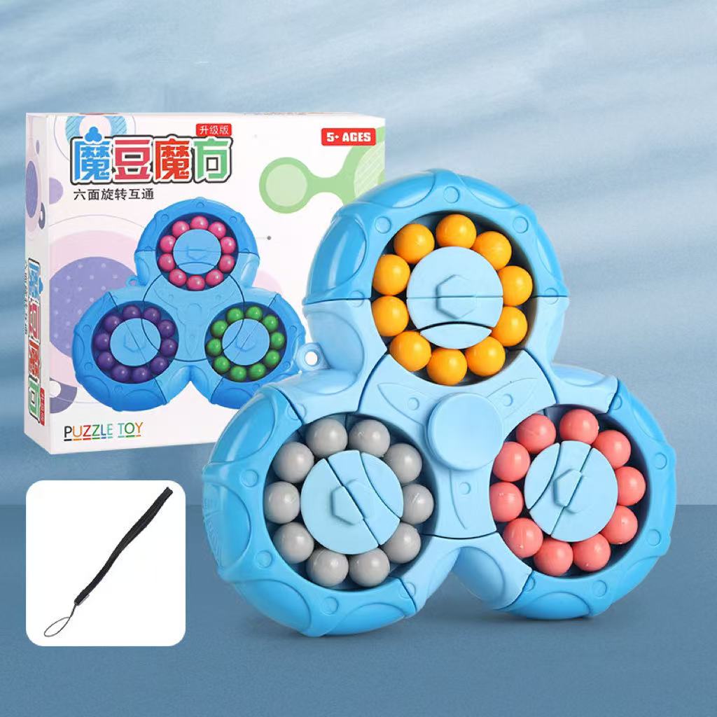 💥Extremely popular toy💥Fidget Spinner + Six-Sided Rotating Cube 2-in-1, Magic Bean Fun Educational Toy