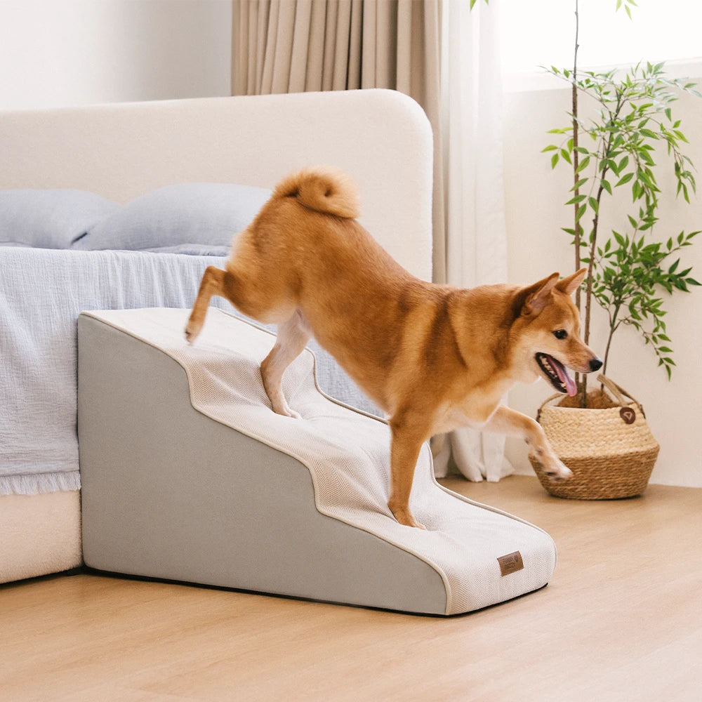Chenille Extra Wide Non-Slip Removable Sponge Dog Stairs for Bed- SafeRamp
