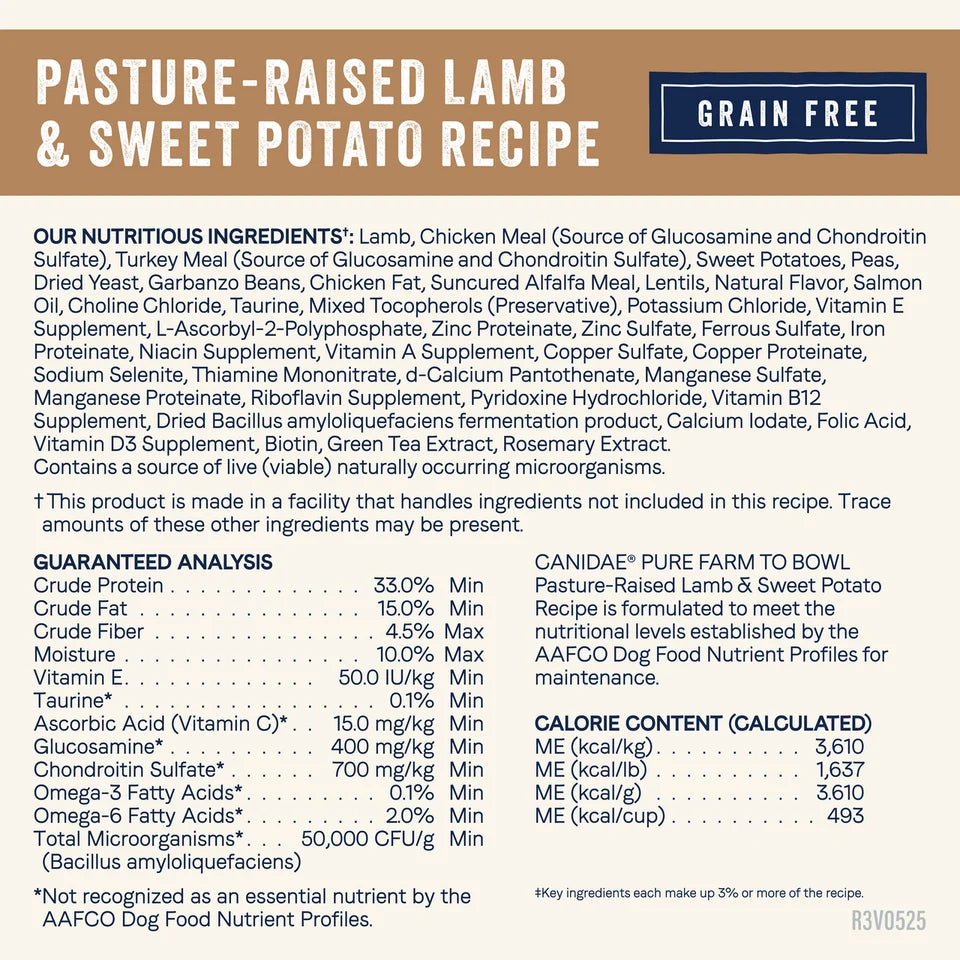 Canidae PURE Grain Free Dry Dog Food - Lamb & Sweet Potato