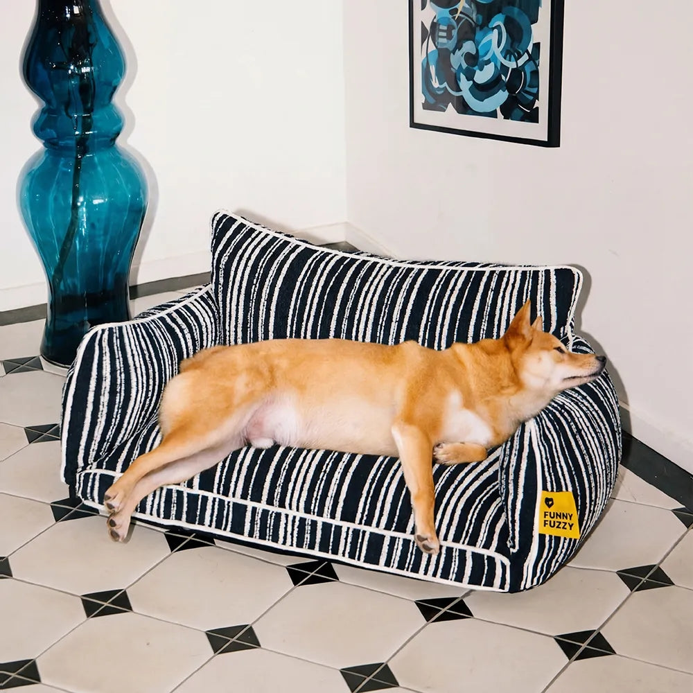 SnugNest Textured Stripe Dog Sofa Bed