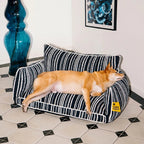 SnugNest Textured Stripe Dog Sofa Bed