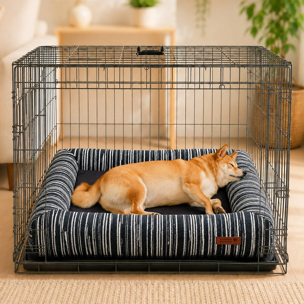 SnugNest Textured Stripe Orthopedic Dog Bed