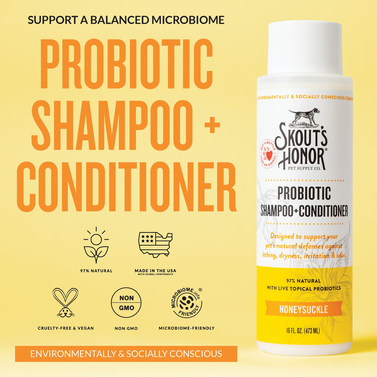 Skouts Honor Probiotic Shampoo Plus Conditioner Honeysuckle