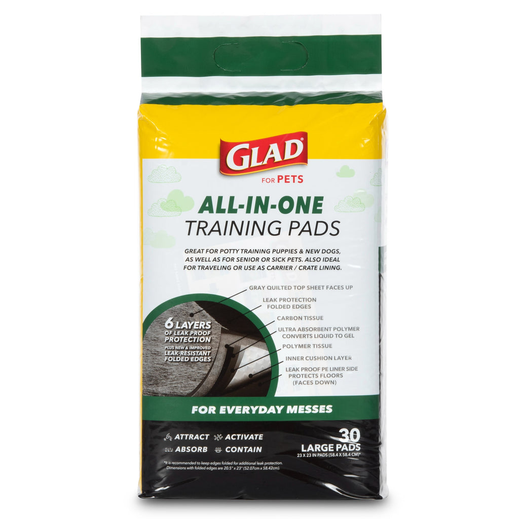 Glad for Pets Black Charcoal Puppy Pads, All-in-One | Puppy Potty Training Pads, 30 count