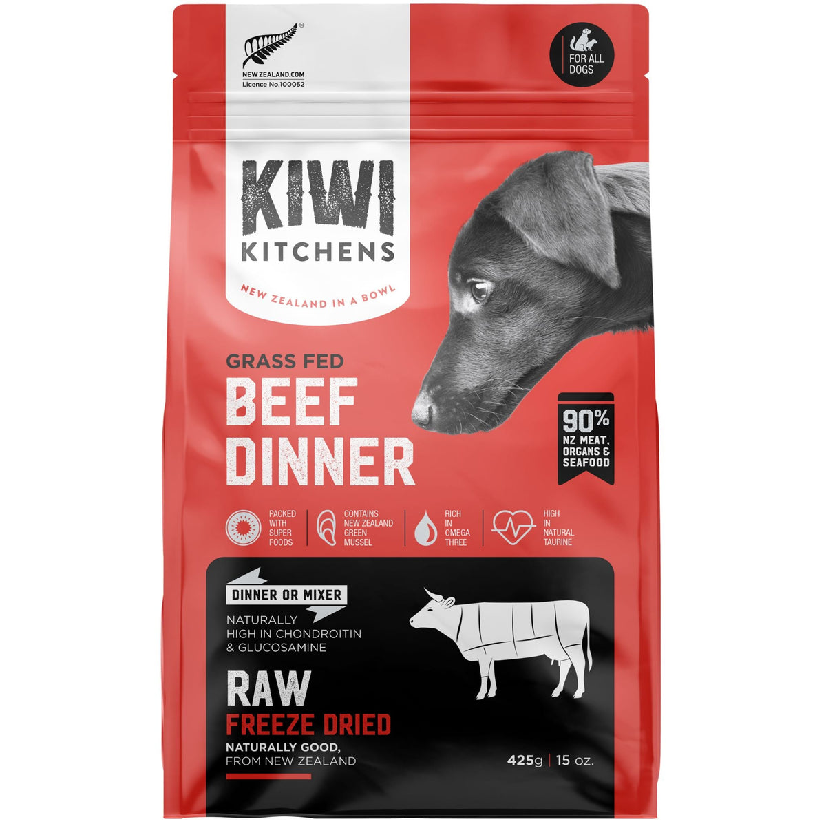 Kiwi Kitchens Freeze Dried Dog Food Beef Dinner
