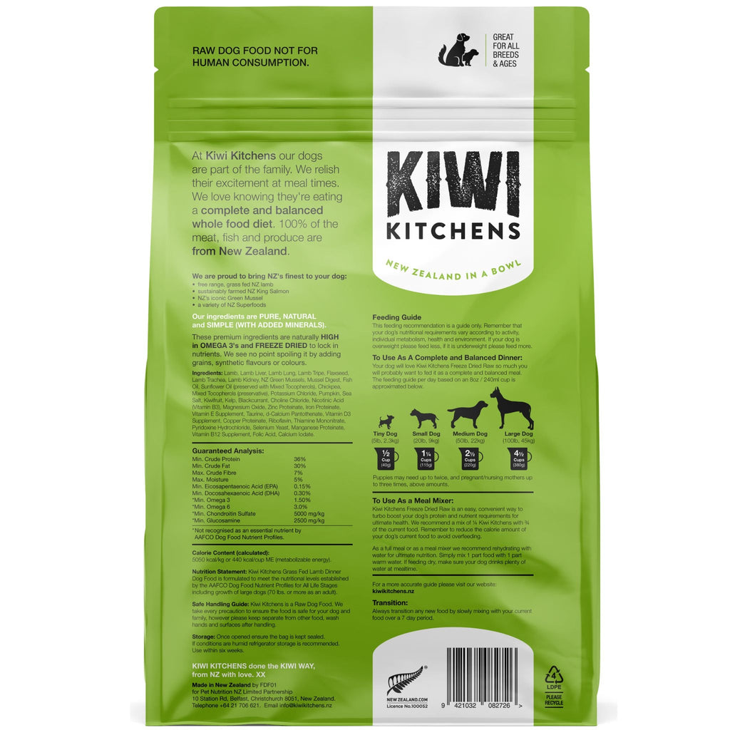 Kiwi Kitchens Freeze Dried Dog Food Lamb Dinner