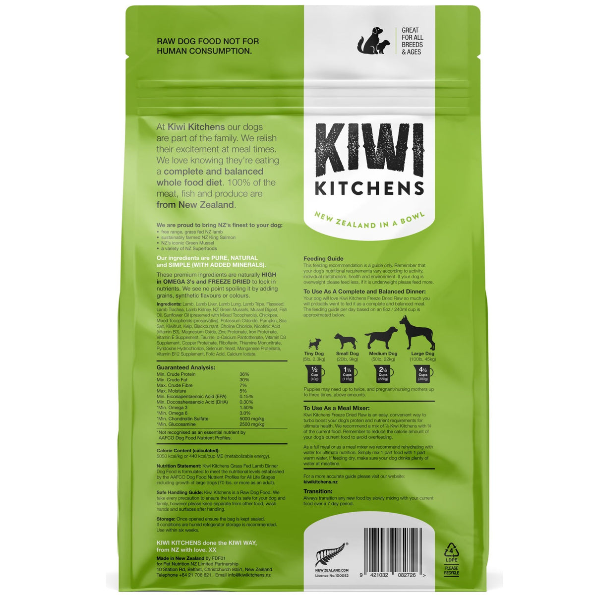 Kiwi Kitchens Freeze Dried Dog Food Lamb Dinner