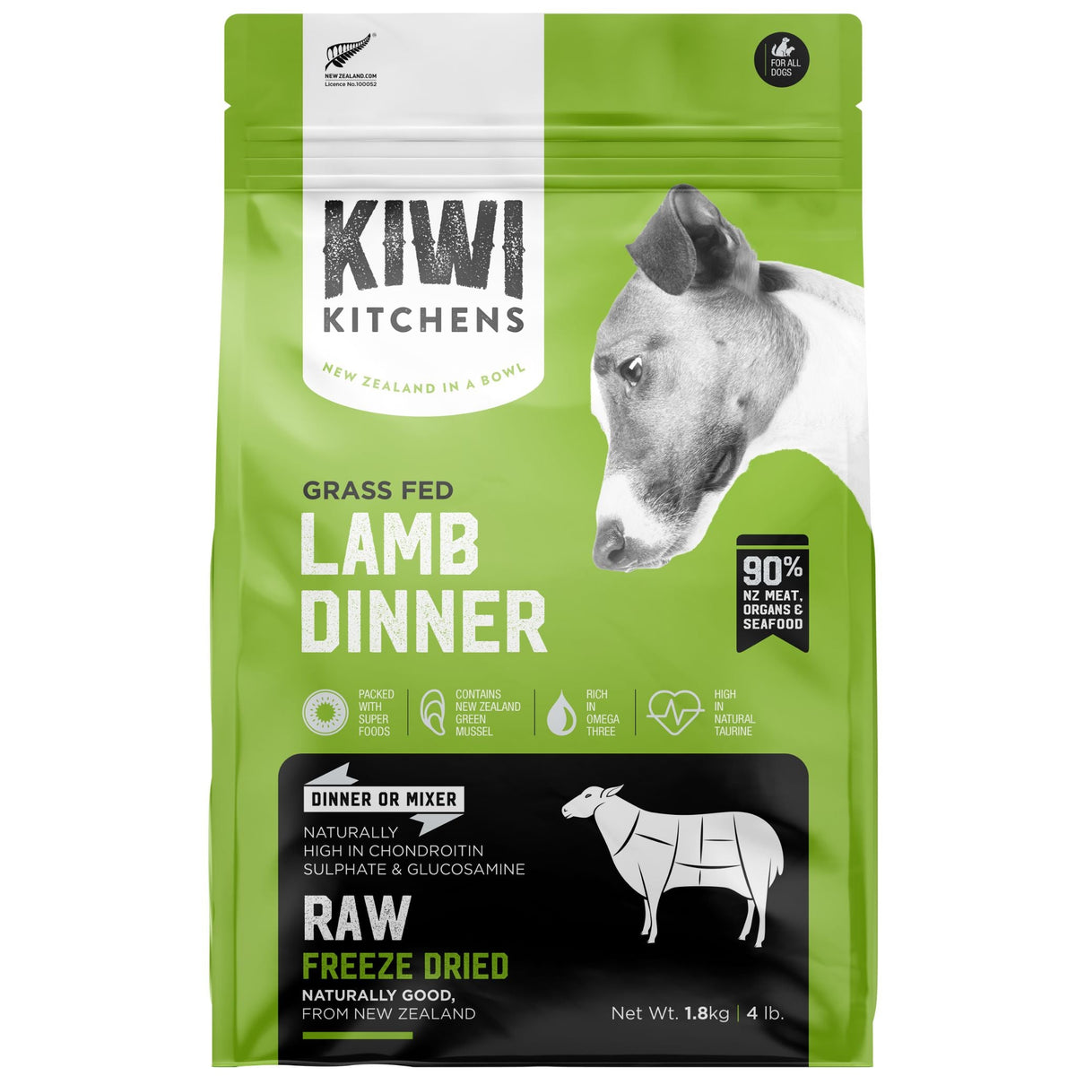 Kiwi Kitchens Freeze Dried Dog Food Lamb Dinner
