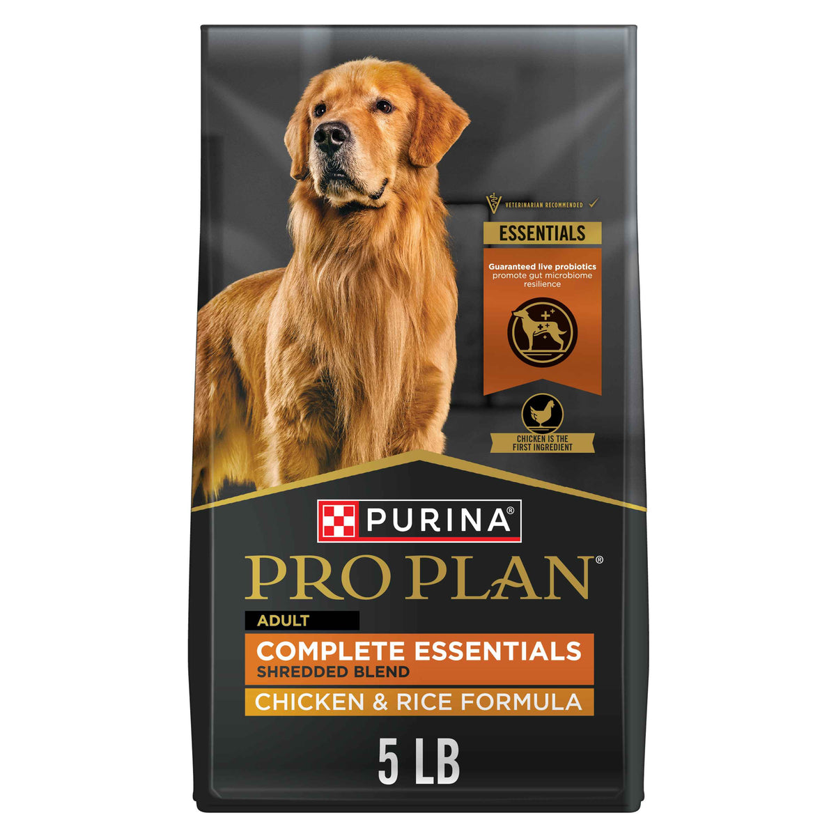 Purina Pro Plan Complete Essentials Shredded Blend Chicken and Rice Dog Food Dry Formula with Probiotics for Dogs