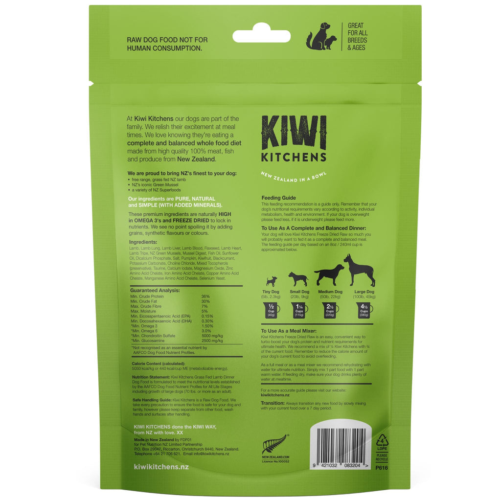 Kiwi Kitchens Freeze Dried Dog Food Lamb Dinner