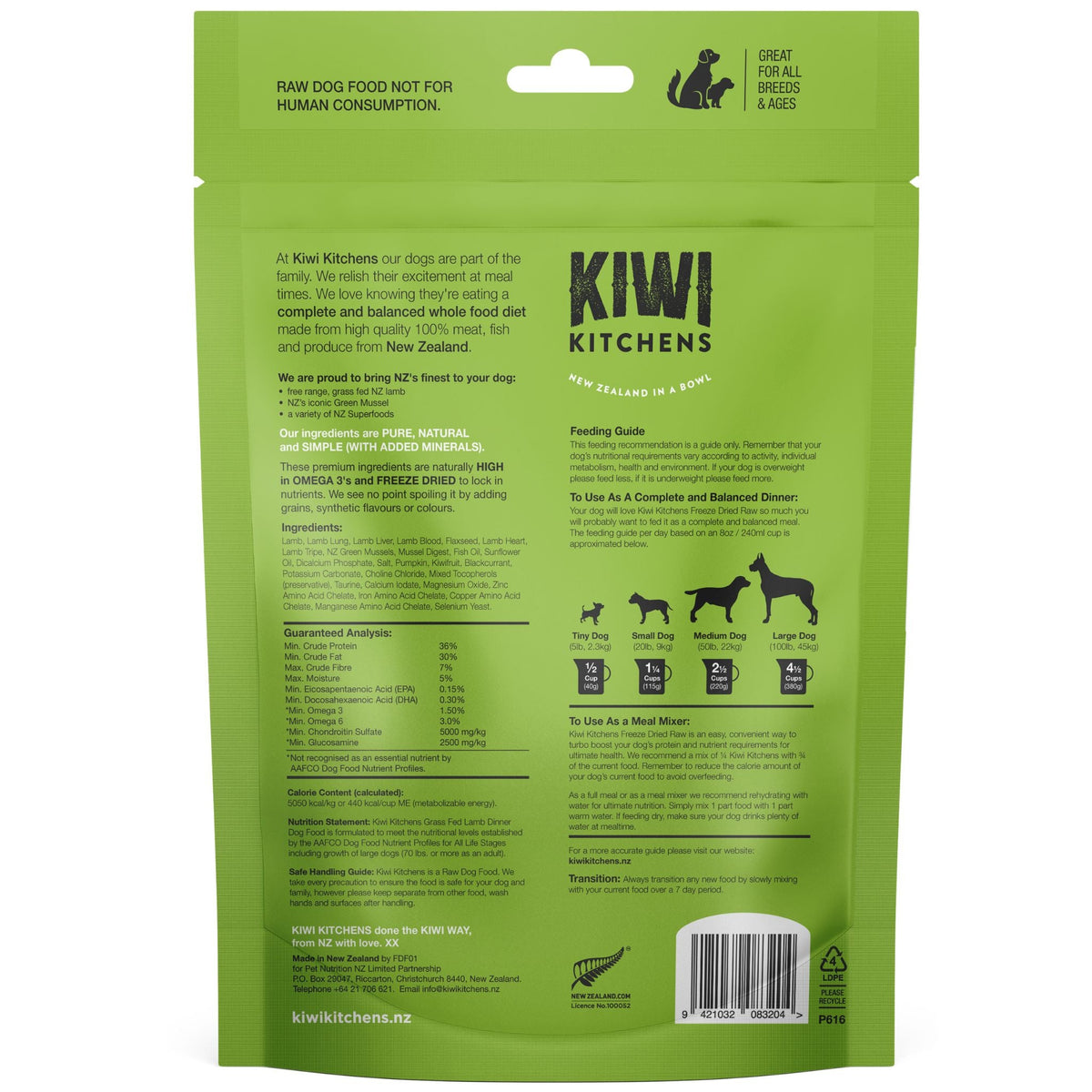 Kiwi Kitchens Freeze Dried Dog Food Lamb Dinner