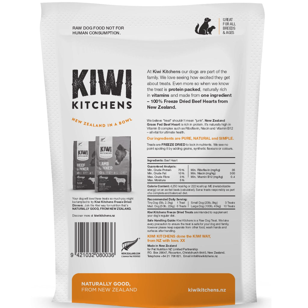 Kiwi Kitchens Freeze Dried Dog Treats Beef Heart
