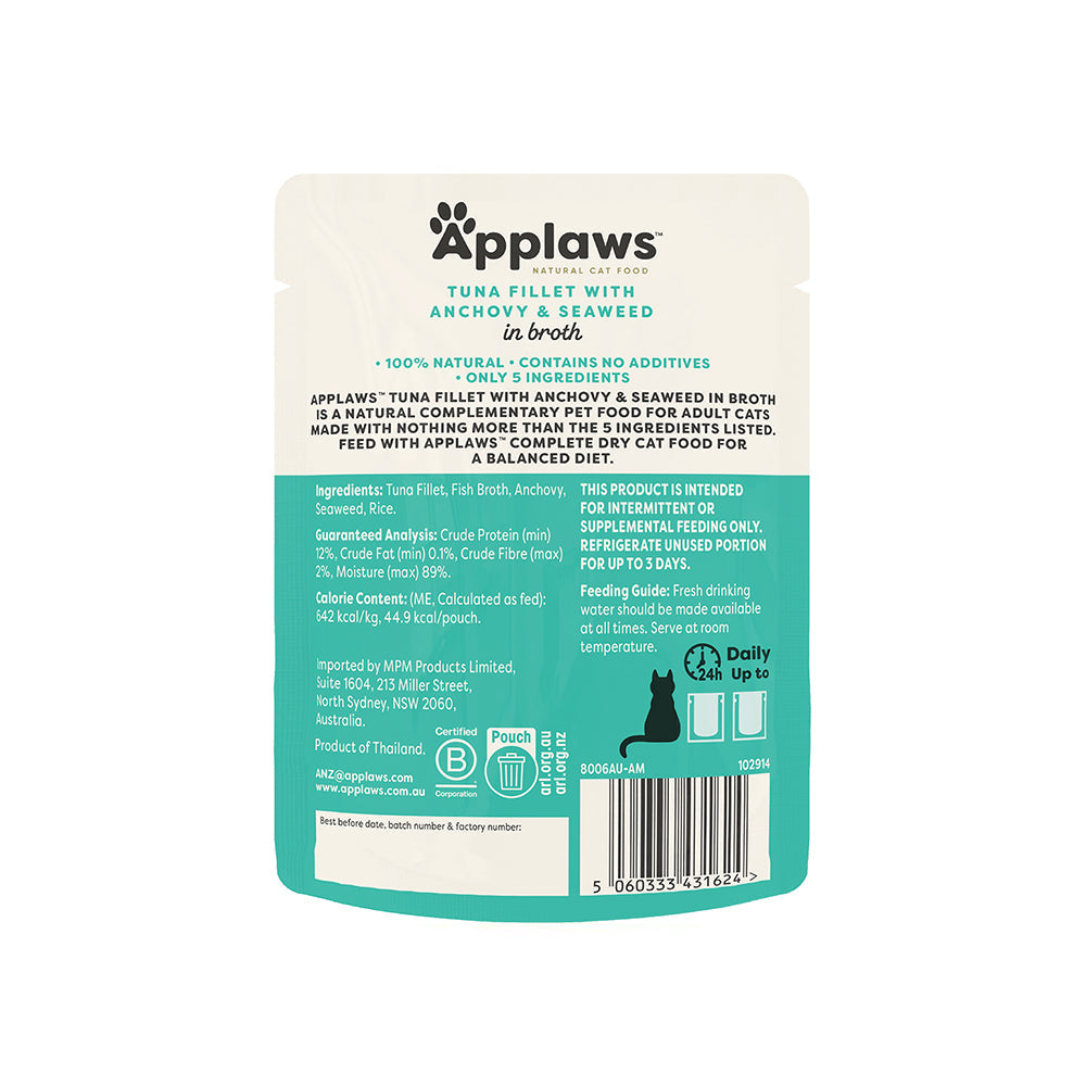 APPLAWS Tuna with Anchovy Wet Cat Food Pouch