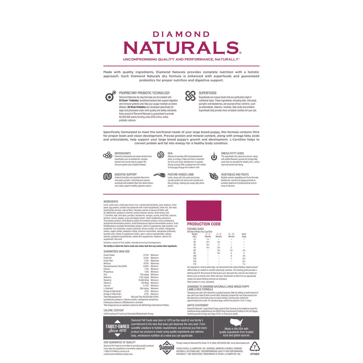 Diamond Naturals Large Breed Puppy Lamb & Rice Dry Dog Food Formula